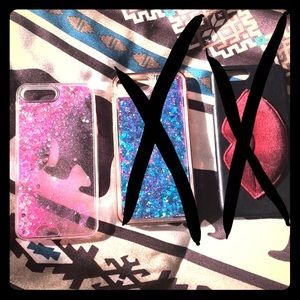 Pink sparkle case left